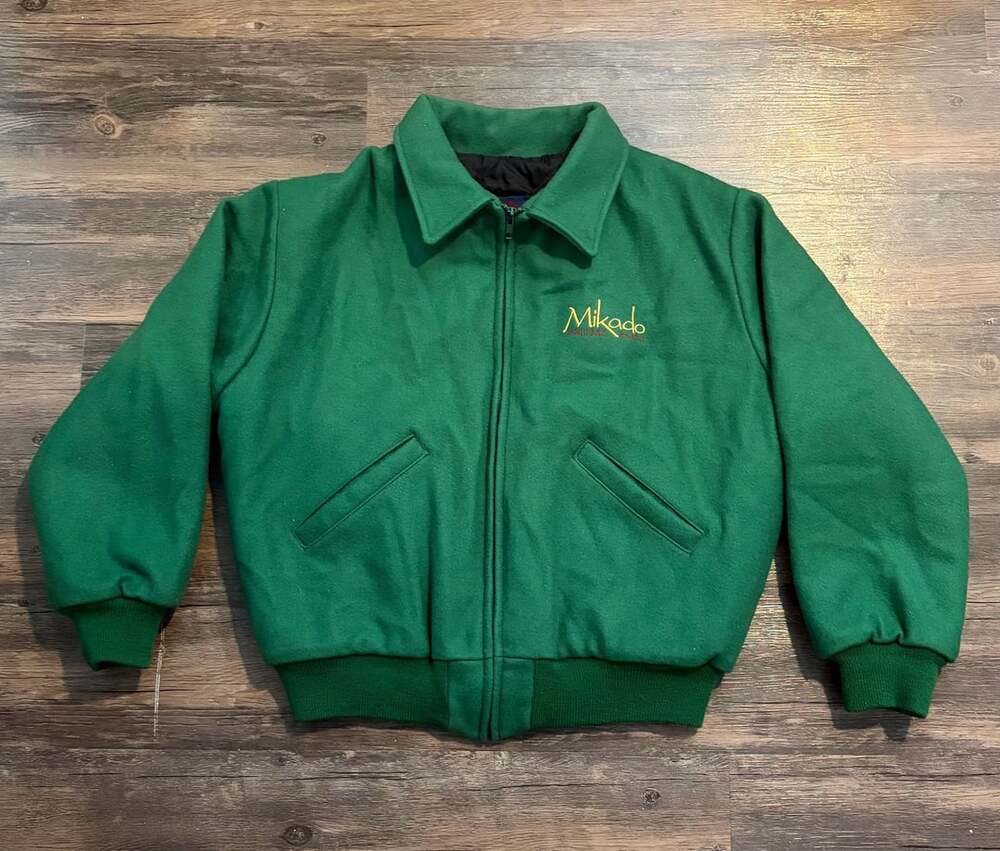 Rogue Wear Mikado Sushi Bar Jacket Size M Green Wool Bomber Quilted Lined